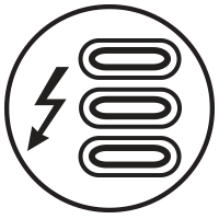 Two Thunderbolt ports icon.