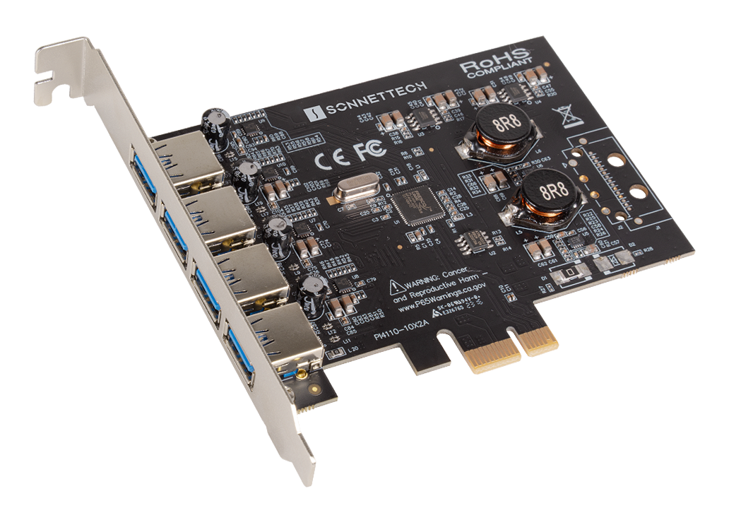 Allegro Type A USB 3.2 PCIe 4-Port Card with ports shown.