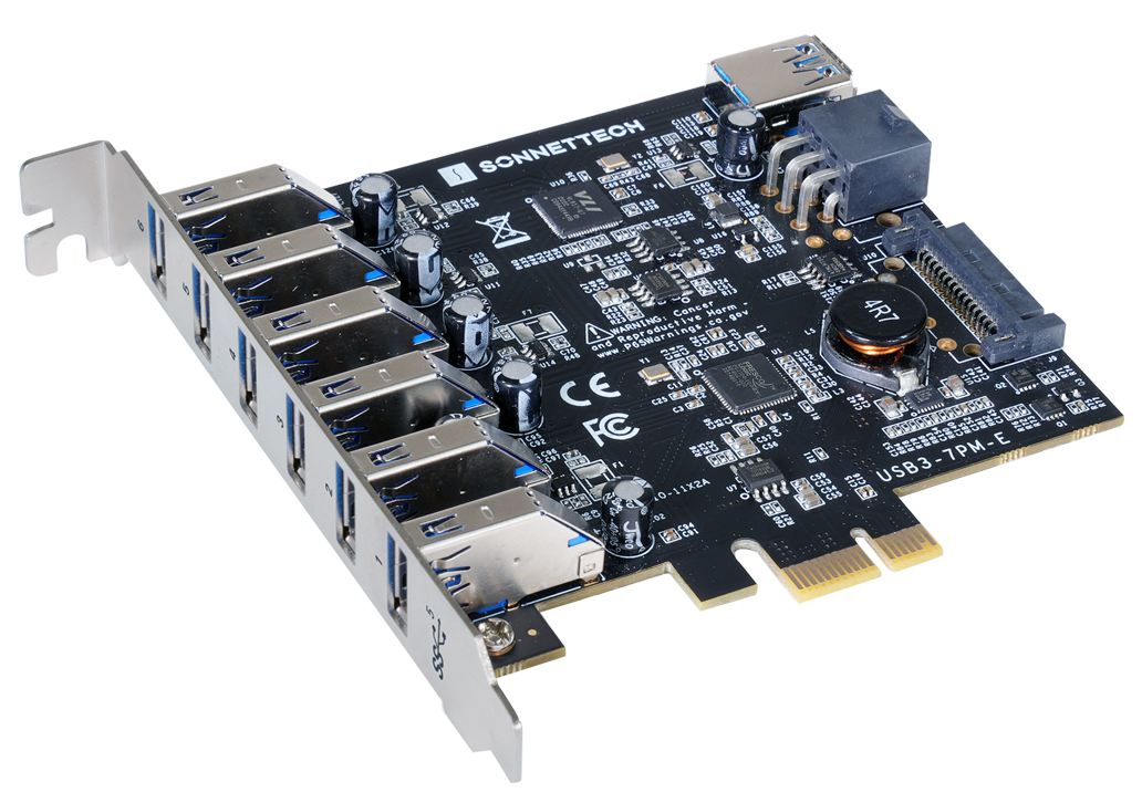 Allegro 7-Port USB 3.2 Gen 1 Type A PCIe Card with ports shown.
