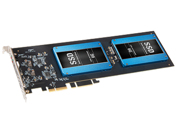 Fusion Dual 2.5-inch SSD RAID PCIe Card with SSDs shown (sold separately).