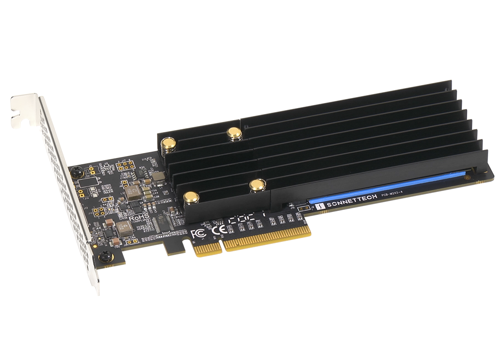 Sonnet M.2 2x4 Low-profile PCIe Card with attached heatsink.