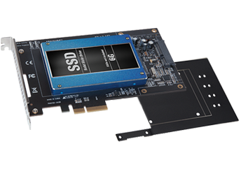 Tempo SSD PCIe Card with separate extender bracket and installed SSD (sold separately).