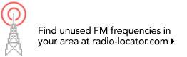 Find unused FM frequencies at radio-locator.com