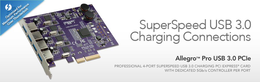 Allegro Pro USB 3.0 PCIe - SuperSPeed USB 3.0 Charging Connections