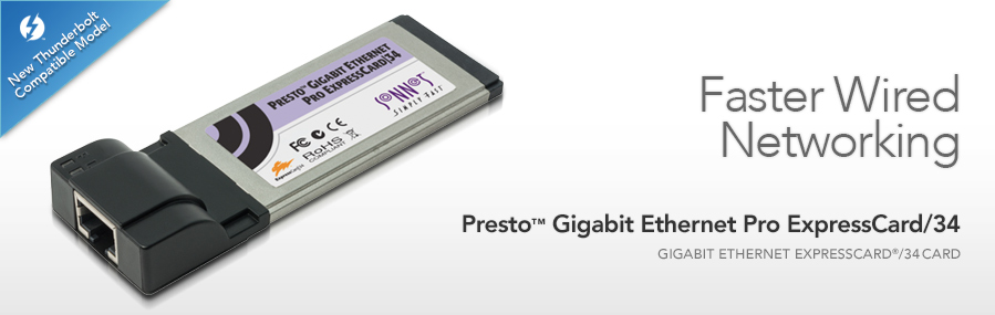 Presto Gigabit Ethernet Pro ExpressCard/34 - Faster Wired Networking
