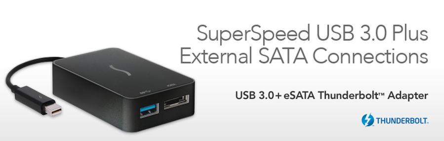 USB 3.0 + eSATA Thunderbolt Adapter - SuperSpeed USB 3.0 Plus External SATA Connections