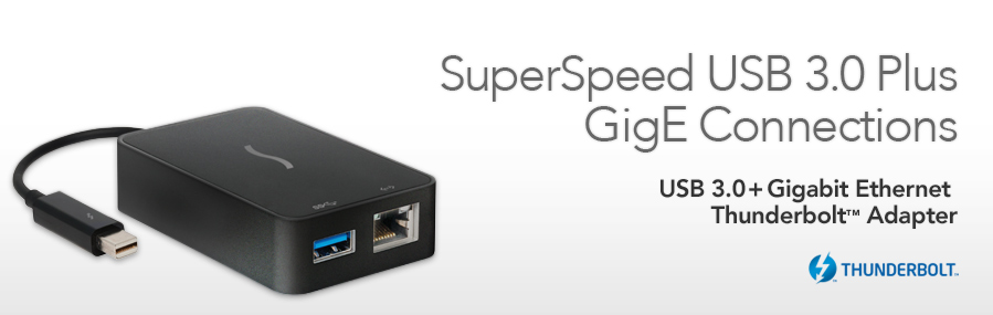 USB 3 + Gigabit Ethernet Thunderbolt Adapter - Sonnet