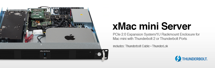 xMac mini Server: PCIe 2.0 Expansion System/1U Rackmount Enclosure for Mac mini with Thunderbolt Ports