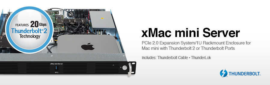 xMac mini Server: PCIe 2.0 Expansion System/1U Rackmount Enclosure for Mac mini with Thunderbolt Ports