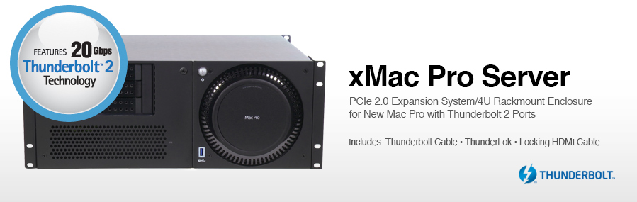 xMac Pro Server: PCIe 2.0 Expansion System/4U Rackmount Enclosure for New Mac Pro with Thunderbolt 2 Ports