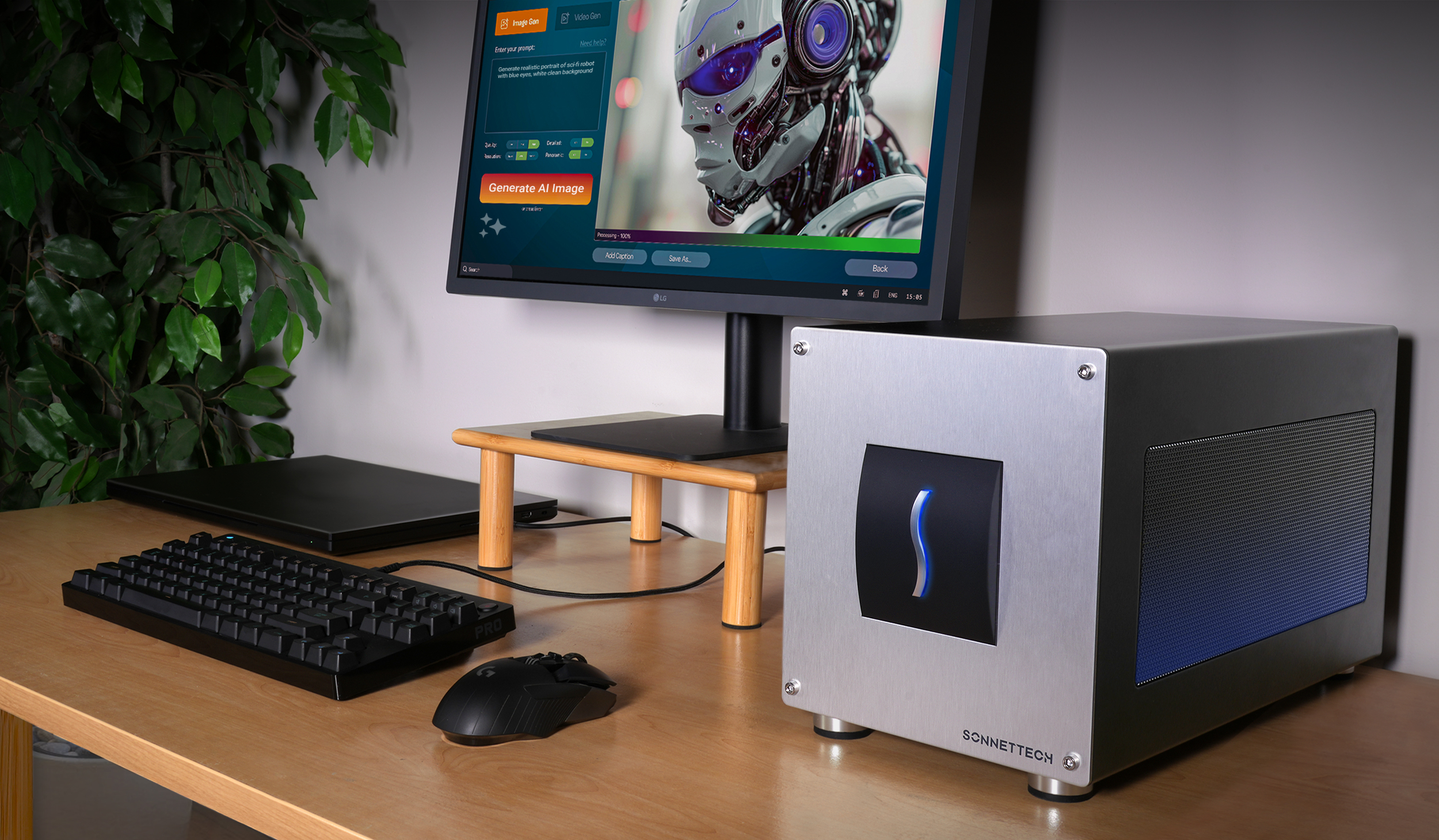 Breakaway Box 850T5 connected to Windows notebook working with AI applications.