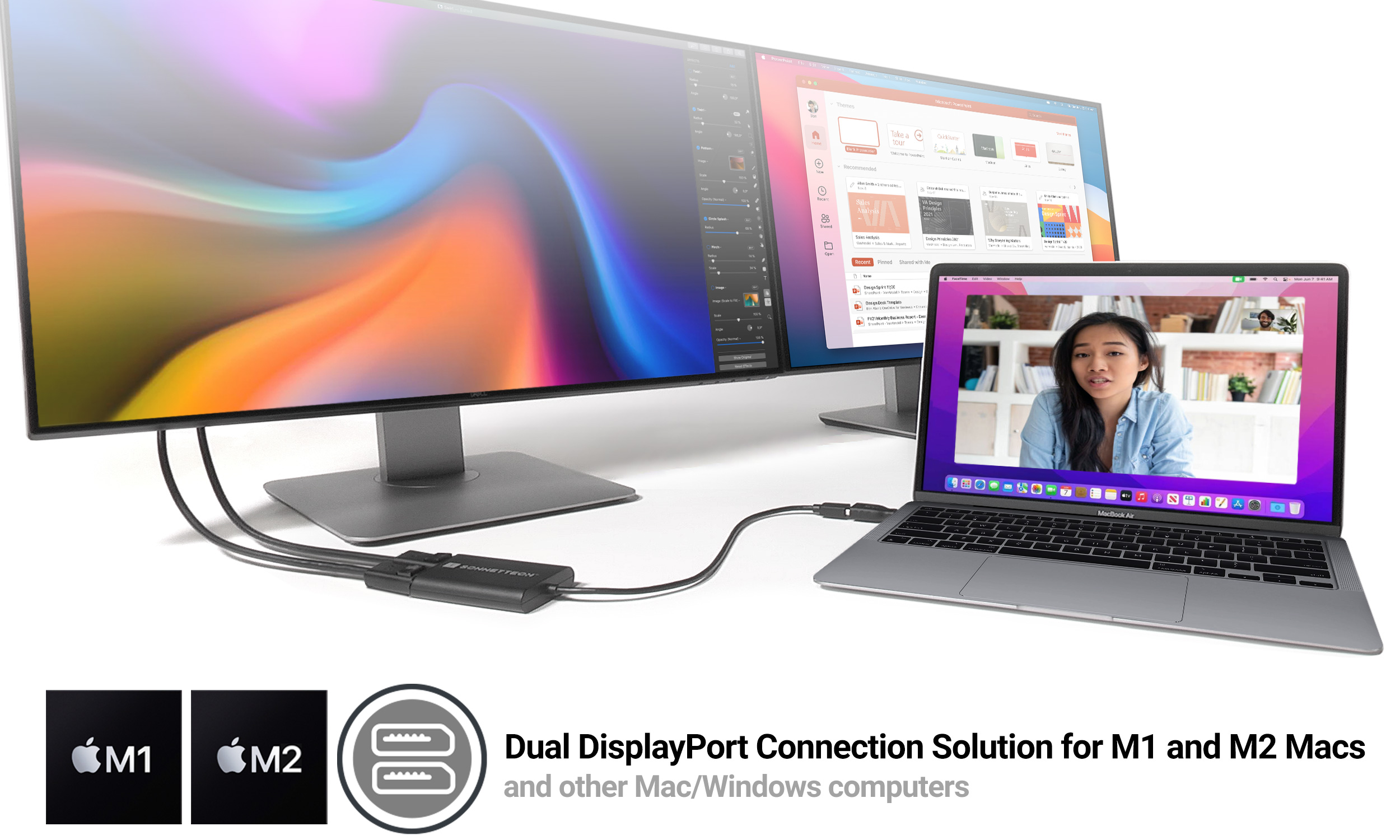 DisplayLink Dual DisplayPort Adapter for M Series Macs - Sonnet