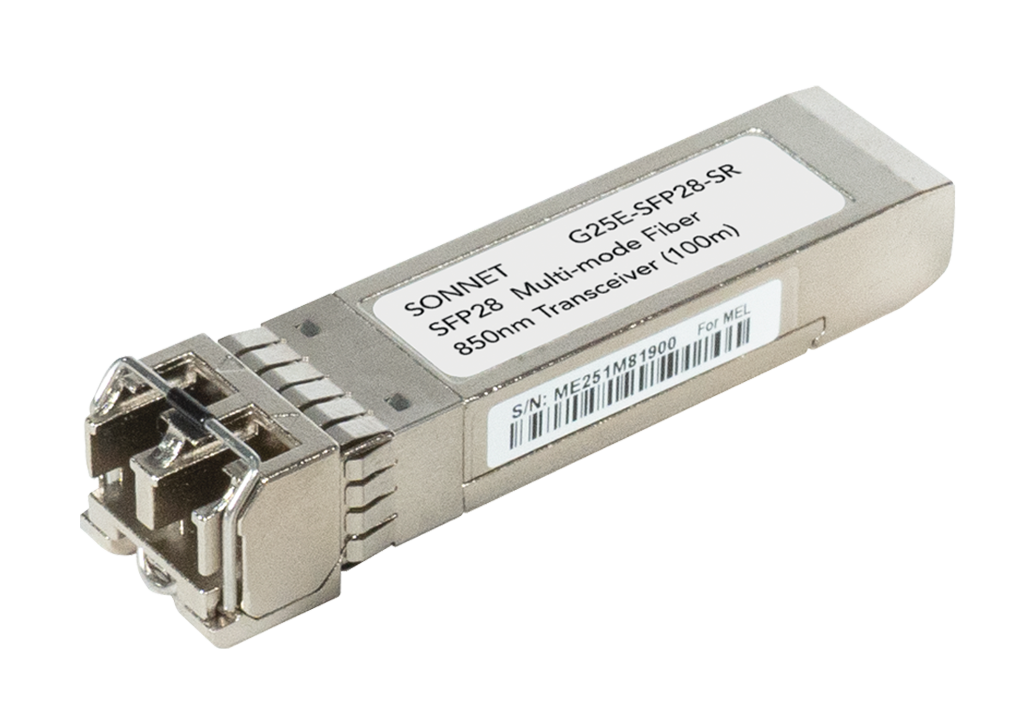 SFP28 transceiver module for networking products.