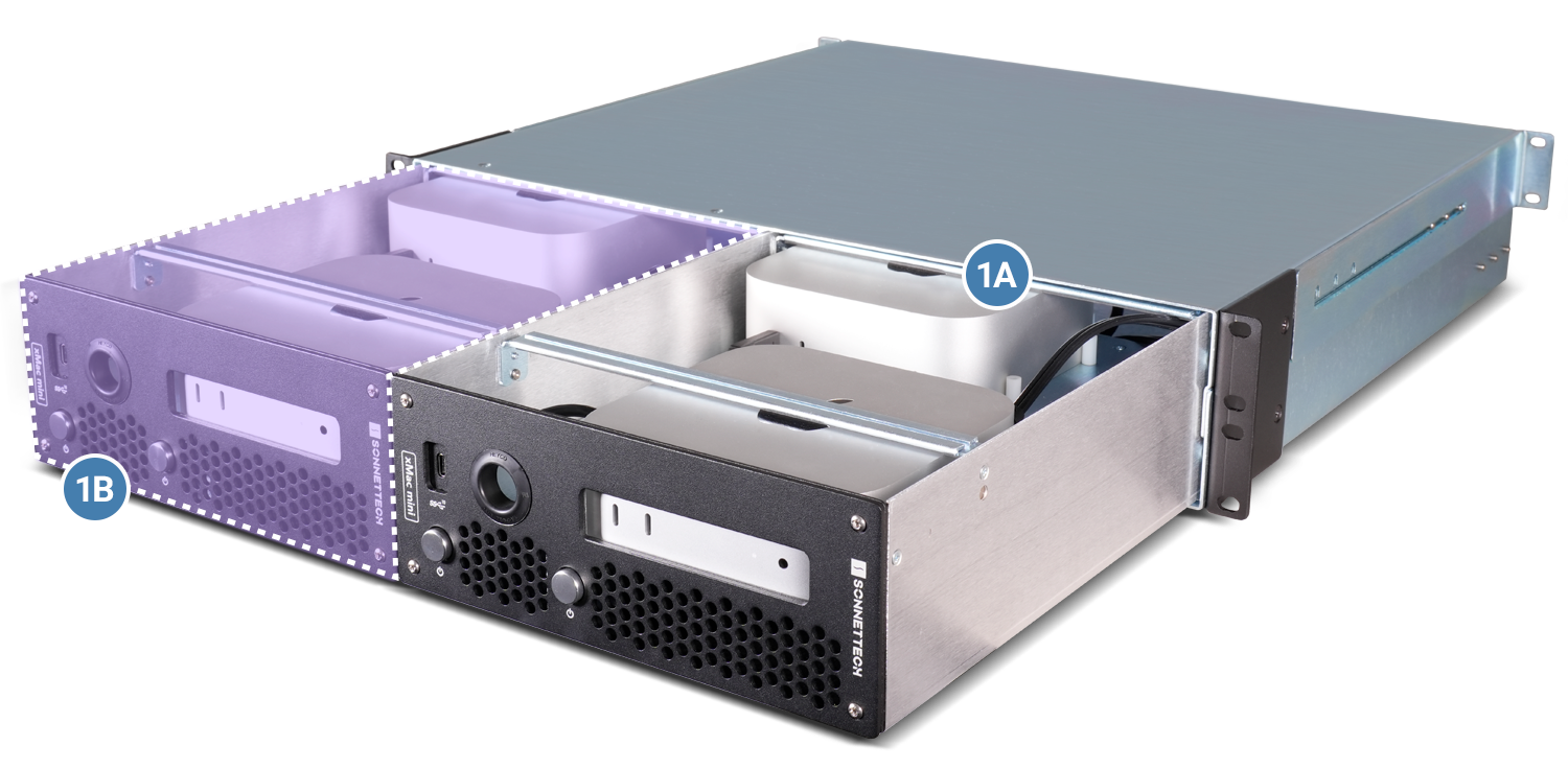 xMac mini (2024+) system with additional xMac mini (2024+) Module installed in expansion bay.