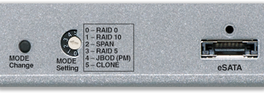 Fusion R400S RAID RAID mode selector switch and eSATA Port
